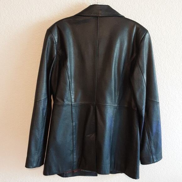 Wilson's Leather Vintage Black Midi Trench Coat 1980 Women's Medium Perfect - Picture 8 of 11